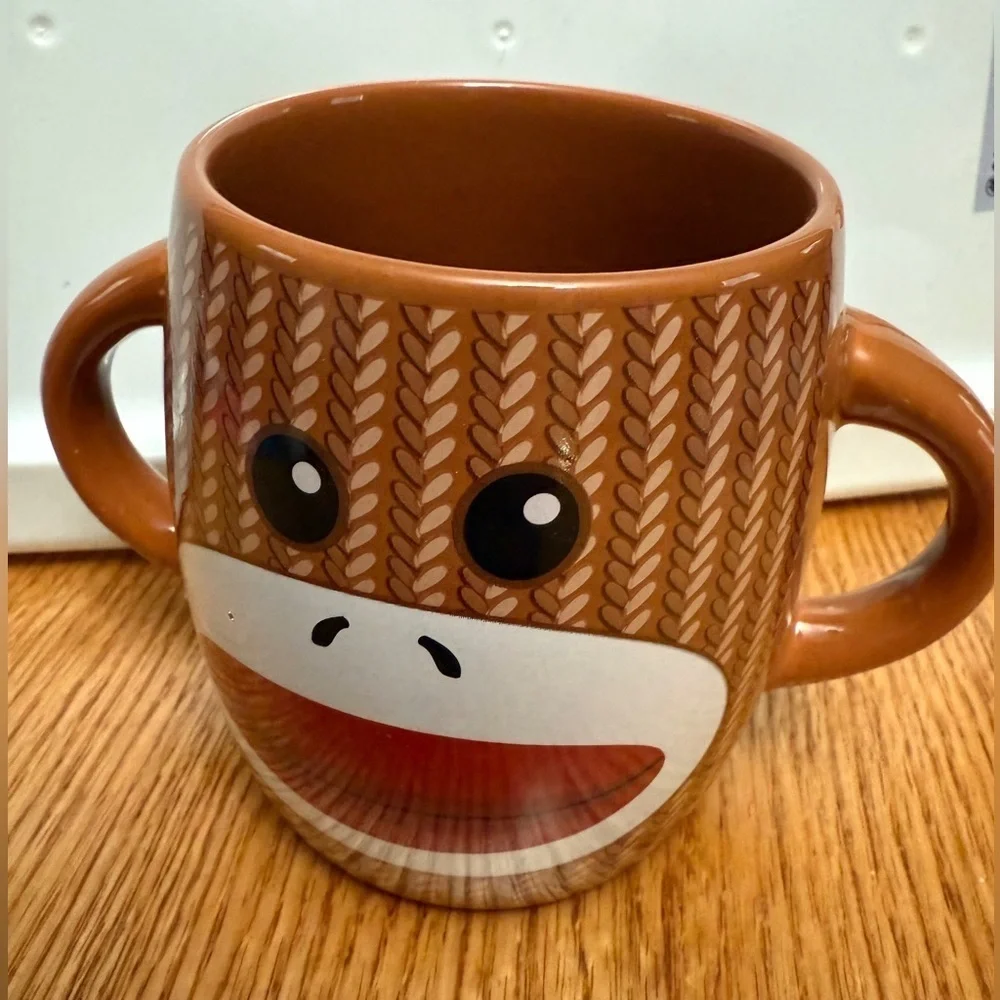 Sock Monkey Brown Face Double Handle Galerie Mug
